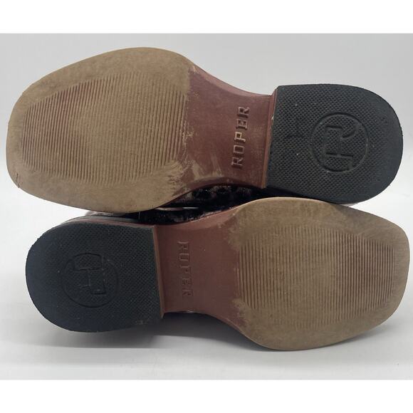 Roper Brand Little Kids Youth Sz 11 Brown Cheetah Print Cowboy Western Boot READ - Picture 6 of 8